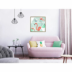 Paris Prix Affiche Murale Encadrée Tropical Mosaic with Flamingos 50 x 50 cm Or