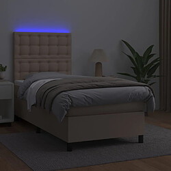 Avis vidaXL Sommier à lattes de lit avec matelas et LED Cappuccino 90x200cm