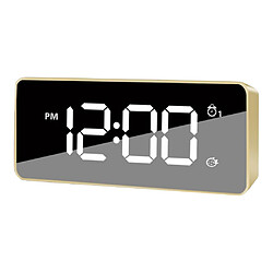 double usb numérique led horloge snooze minuterie miroir réveil chevet temps doré