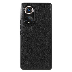 Coque en TPU + cuir véritable texture litchi noir pour votre Honor 50 Pro/Huawei nova 9 Pro