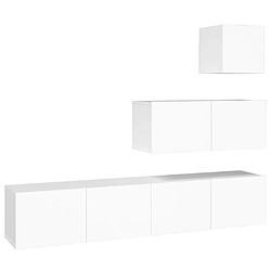 vidaXL Ensemble de meubles TV 4 pcs Blanc Bois d'ingénierie