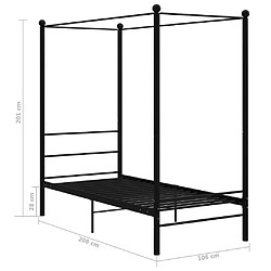 vidaXL Cadre de lit à baldaquin sans matelas noir métal 100x200 cm pas cher