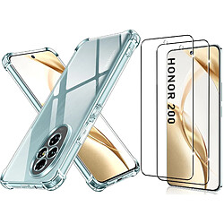 Coque Silicone Transparente Angles Renforces + 2 Verres Trempes Pour Honor 200 5G Little Boutik©