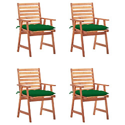 vidaXL Chaises à manger d'extérieur lot de 4 et coussins Acacia massif