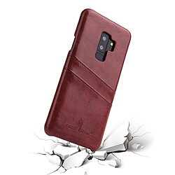 Wewoo Etui en cuir Fierre Shann Retro Oil en cire PU pour Galaxy S9 +, avec emplacements pour cartes (Marron) pas cher