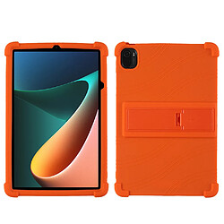 Coque en silicone quatre coins renforcés avec béquille orange pour votre Xiaomi Pad 5/Pad 5 Pro