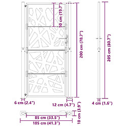 vidaXL Portail de jardin noir 105x205 cm acier conception de lumière pas cher