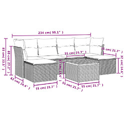 vidaXL Salon de jardin avec coussins 7 pcs gris résine tressée pas cher