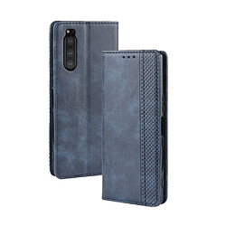 Wewoo Housse Coque Étui en cuir à boucle magnétique avec rétro pour Crazy Horse Texture horizontale Sony Xperia 2avec support et emplacements cartes et cadre photo Bleu