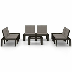 Avis Maison Chic Salon de jardin 6 pcs + coussins - Mobilier/Meubles de jardin - Table et chaises d'extérieur Plastique Gris -MN11833