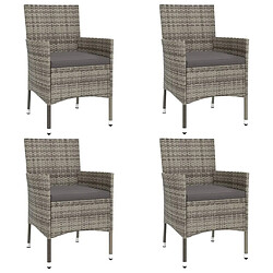 Avis Maison Chic Ensemble de bistro 5 pcs coussins,Table + chaises + coussins de jardin gris poly rotin -GKD472458