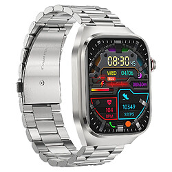 INF Montre intelligente avec bracelet en métal ECG, fréquence cardiaque, sommeil Silver