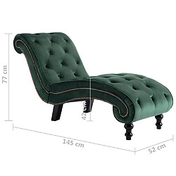 vidaXL Chaise longue Velours Vert pas cher