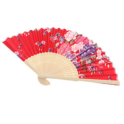 Avis Eventail à main japonais en tissu de bambou vintage avec ventilateur rouge