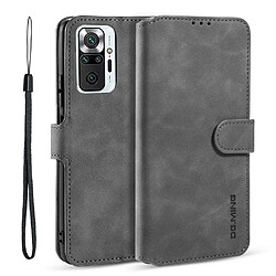 Dg.Ming Etui en PU Style rétro avec support gris pour votre Xiaomi Redmi Note 10 Pro