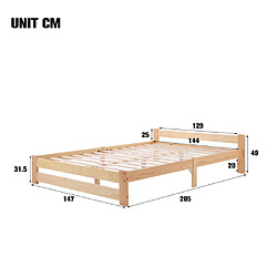 Avis ComfortXL Lit En Bois Massif Solide Futon Avec Tête De Lit Et Sommier à Lattes, Naturel (200x140cm)