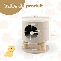 Helloshop26 Arbre à chat 47 cm avec condo et poteaux griffoir charge 60 kg tour de jeux pour chats avec balle en peluche beige 20_0001610