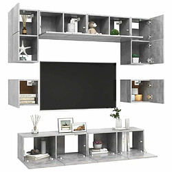 Avis Maison Chic Ensemble de meubles TV 8 pcs | Banc TV Moderne pour salon | Meuble de Rangement - Gris béton Aggloméré -MN98214