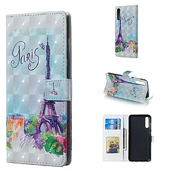 Wewoo Housse Coque Étui en cuir à rabat horizontal 3D avec motif Tour pour Galaxy A70avec porte-cartes et fentes cartescadre photo et portefeuille