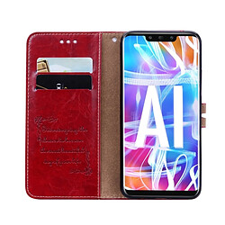 Wewoo Etui à rabat horizontal en cuir de style business à texture de cire pour Huawei Mate 20 Lite, avec support et emplacements pour cartes et porte-monnaie (Rouge) pas cher