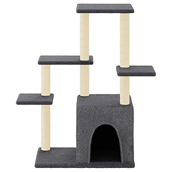 Helloshop26 Arbre à chat meuble tour grimper jouet grattage grattoir escalade plateforme avec griffoirs en sisal foncé 97,5 cm gris 02_0022724