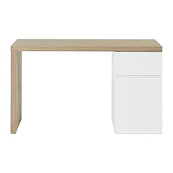 Avis Vente-Unique Bureau avec 1 tiroir et 1 placard - Coloris : Naturel et blanc - ACUNEZA