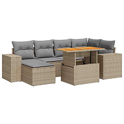 vidaXL Salon de jardin avec coussins 7 pcs beige résine tressée