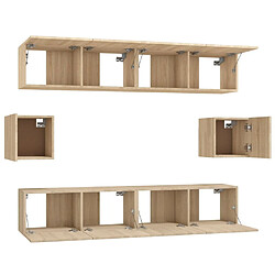 Maison Chic Ensemble de meubles TV 6 pcs | Banc TV Moderne pour salon | Meuble de Rangement - Chêne sonoma Bois d'ingénierie -MN74487 pas cher