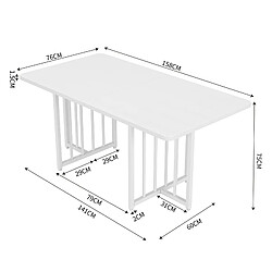 Avis KOMHTOM Table de salle à manger moderne et simple, 158 x 76 x 75 cm, facile à installer, non pliable (blanc)