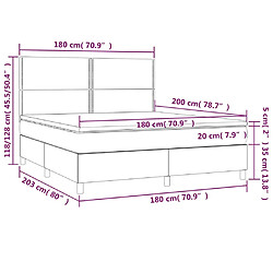 vidaXL Sommier à lattes de lit avec matelas et LED Blanc 180x200 cm pas cher