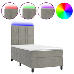 vidaXL Sommier à lattes de lit matelas LED Gris clair 90x200cm Velours