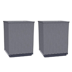 vidaXL Jardinières 2 pcs bleu gris 30x30x37 cm polypropylène