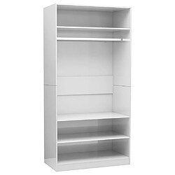 vidaXL Garde-robe Blanc brillant 100x50x200 cm Bois d'ingénierie