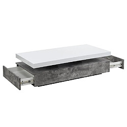 Acheter Vente-Unique Table basse avec 2 tiroirs en MDF - Béton et blanc - FELIX