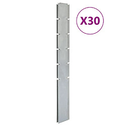 vidaXL Poteaux de clôture 30 pcs argenté 160 cm acier galvanisé