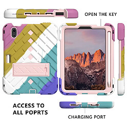 Coque en TPU motif losange, hybride avec béquille et lanière coloré/or rose pour votre Apple iPad mini (2021)