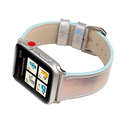 Wewoo Bande de montre-bracelet en cuir véritable de la série Fashion Laser pour Apple Watch séries 3 & 2 & 1 38mm bleu pas cher