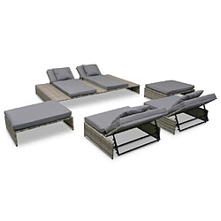 Avis Maison Chic Salon de jardin 5 pcs + coussins - Mobilier/Meubles de jardin - Table et chaises d'extérieur Résine tressée Gris -MN25743