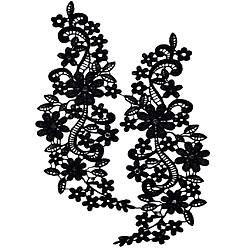 Dentelle De Venise Floral Noir Applique Guipure Dentelle Brodé Motif Garniture 31x9cm