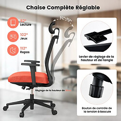 Acheter Helloshop26 Chaise de bureau ergonomique réglable en hauteur dossier respirant soutien lombaire appui-tête 3D confortable pour bureau étude salle de conférence noir orange 20_0004840