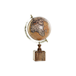 Globe terrestre DKD Home Decor Doré Métal Marron PVC Bois de manguier (22 x 20 x 40 cm)