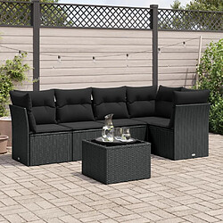 Maison Chic Salon de jardin 6 pcs avec coussins | Ensemble de Table et chaises | Mobilier d'Extérieur noir résine tressée -GKD35282