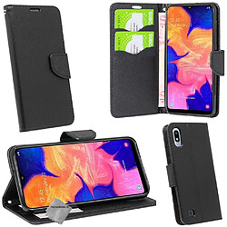 Htdmobiles Housse etui portefeuille pour Samsung Galaxy A10 + film ecran - NOIR / NOIR