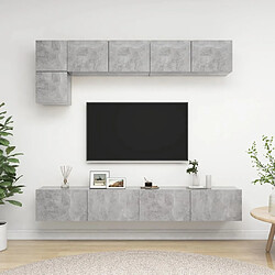 Maison Chic Ensemble de meubles TV 5 pcs | Banc TV Moderne pour salon | Meuble de Rangement - Gris béton Aggloméré -MN47801