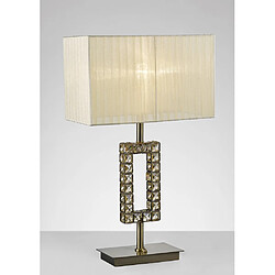 Luminaire Center Lampe de Table Florence Rectangle avec Abat jour crème 1 Ampoule laiton antique/cristal