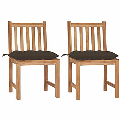 Maison Chic Lot de 2 Chaises de jardin avec coussins | Fauteuil chaises d'extérieur Bois de teck massif -GKD79208