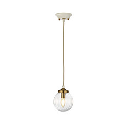 Elstead Lighting Suspension Cosmos Acier,verre nervuré transparent Peint en crème + plaqué laiton vieilli