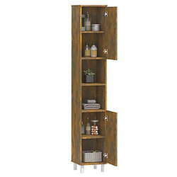 Maison Chic Armoire de bain,Meuble de rangement de salle de bain,Meuble haut Chêne fumé 30x30x179 cm Bois d'ingénierie -GKD677889 pas cher