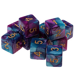 Avis 10x jeu de dés à 16 faces 16mm pour jeux de société / enseignement des mathématiques violet et bleu