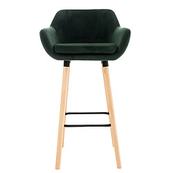 Avis Decoshop26 Lot de 2 tabourets de bar en velours vert pieds en bois avec repose-pieds et accoudoirs style rétro moderne 10_0000319